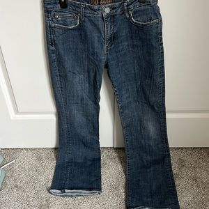 Dark blue low rise jeans